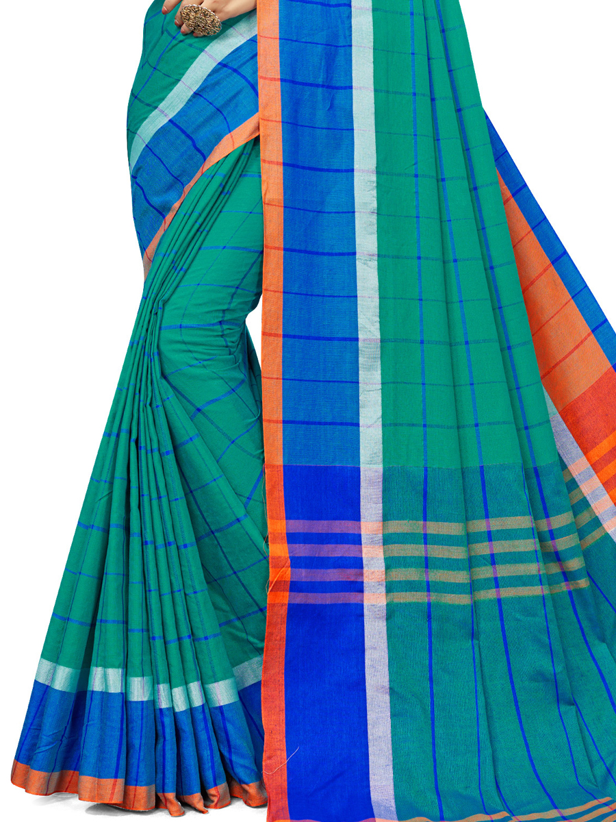 Pine Green Cotton Silk Printed Casual Saree