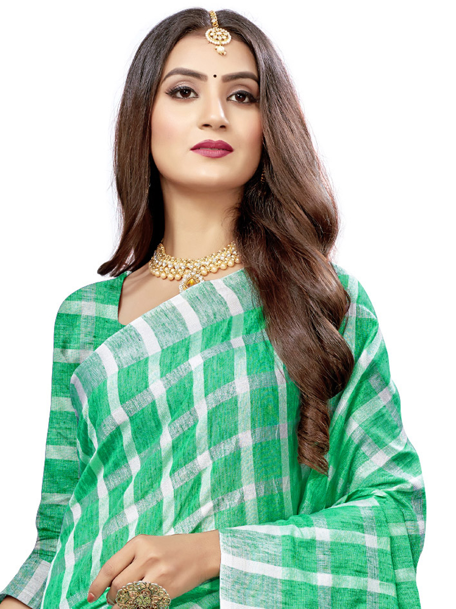 Sea Green Cotton Silk Printed Casual Saree