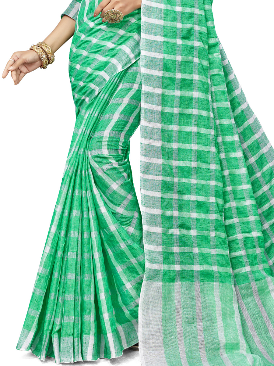 Sea Green Cotton Silk Printed Casual Saree
