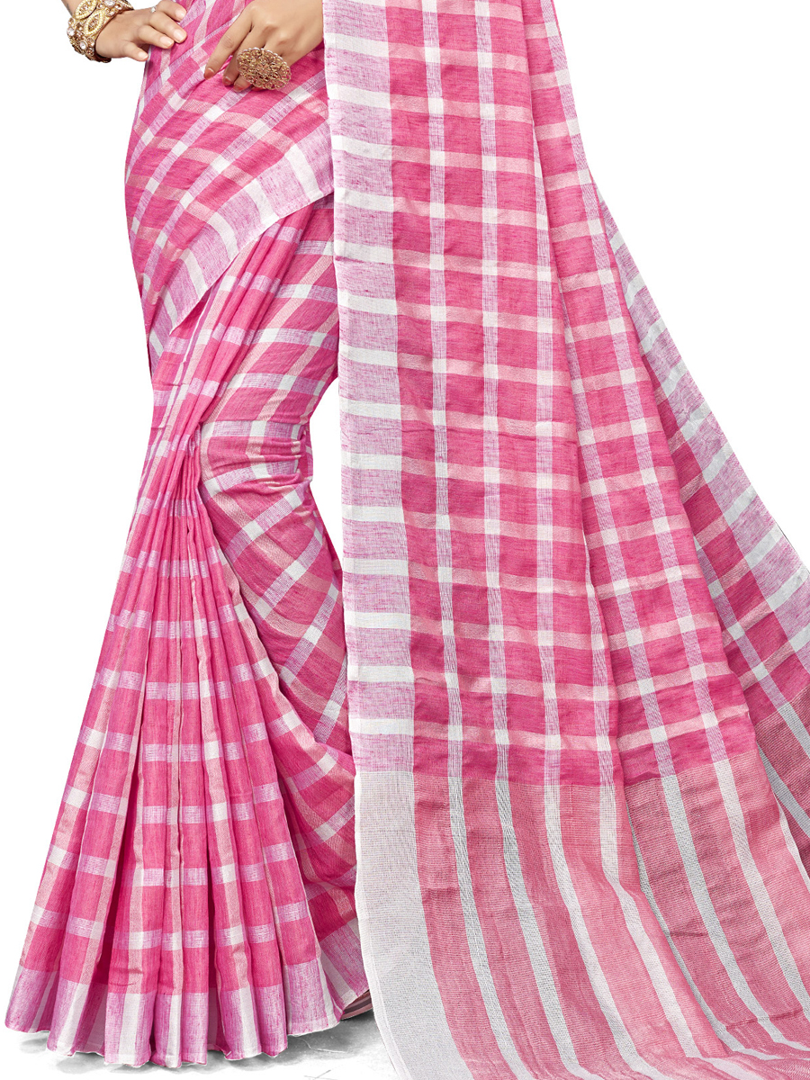 Cerise Pink Cotton Silk Printed Casual Saree