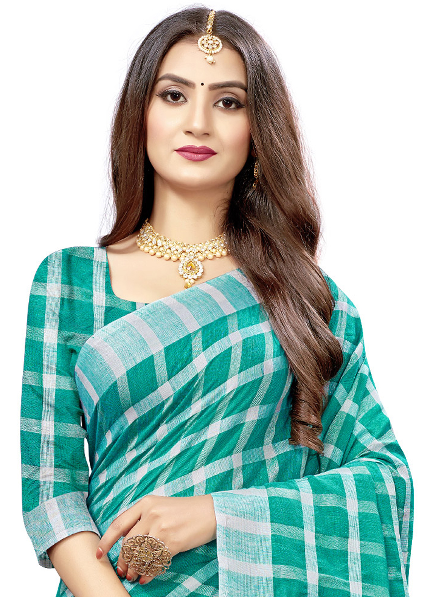 Pine Green Cotton Silk Printed Casual Saree