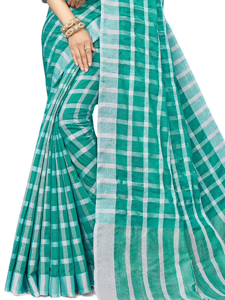 Pine Green Cotton Silk Printed Casual Saree
