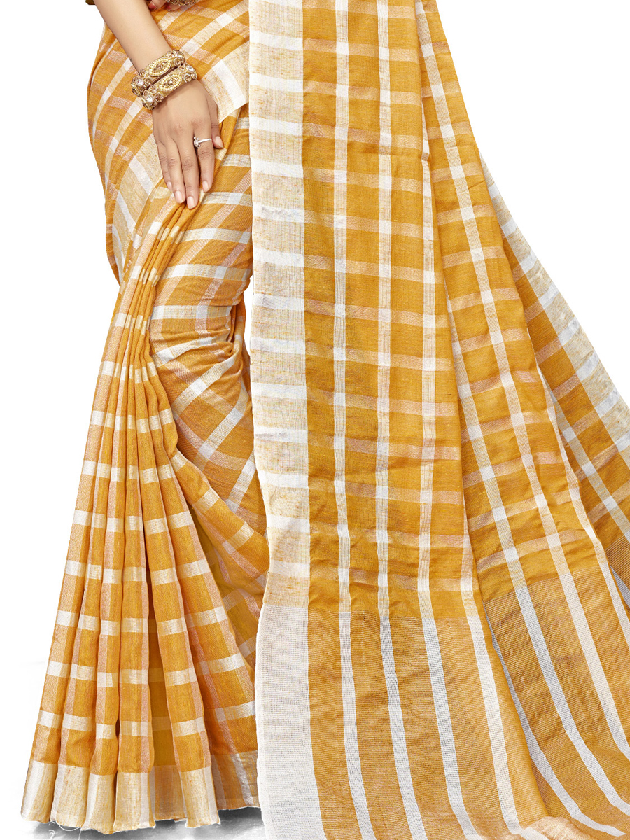 Gamboge Orange Cotton Silk Printed Casual Saree