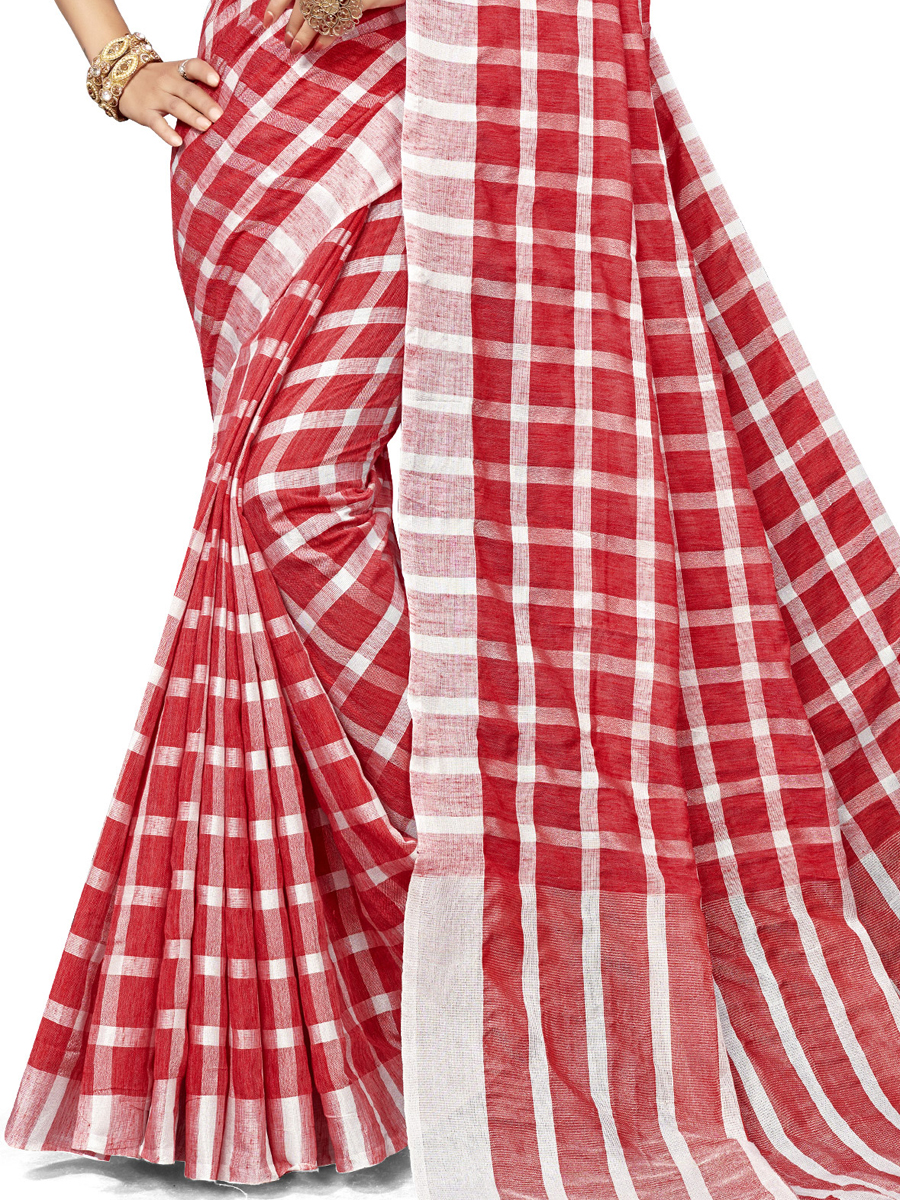 Rose Madder Red Cotton Silk Printed Casual Saree