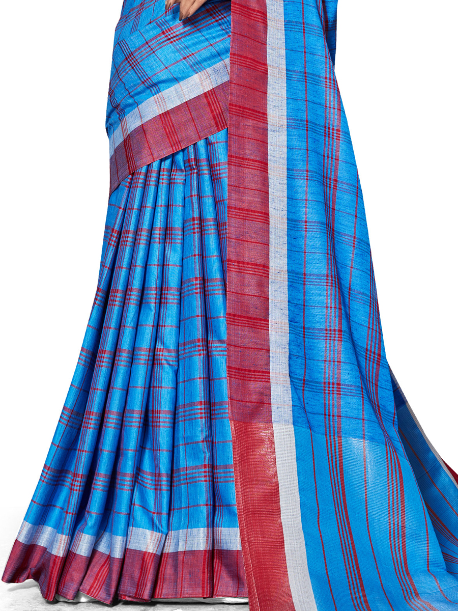 Dark Blue Cotton Silk Printed Casual Saree
