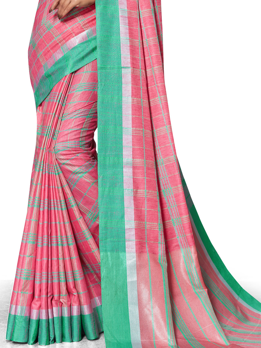 Brink Pink Cotton Silk Printed Casual Saree