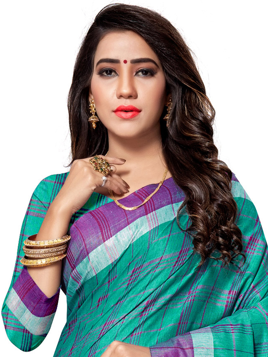 Pine Green Cotton Silk Printed Casual Saree