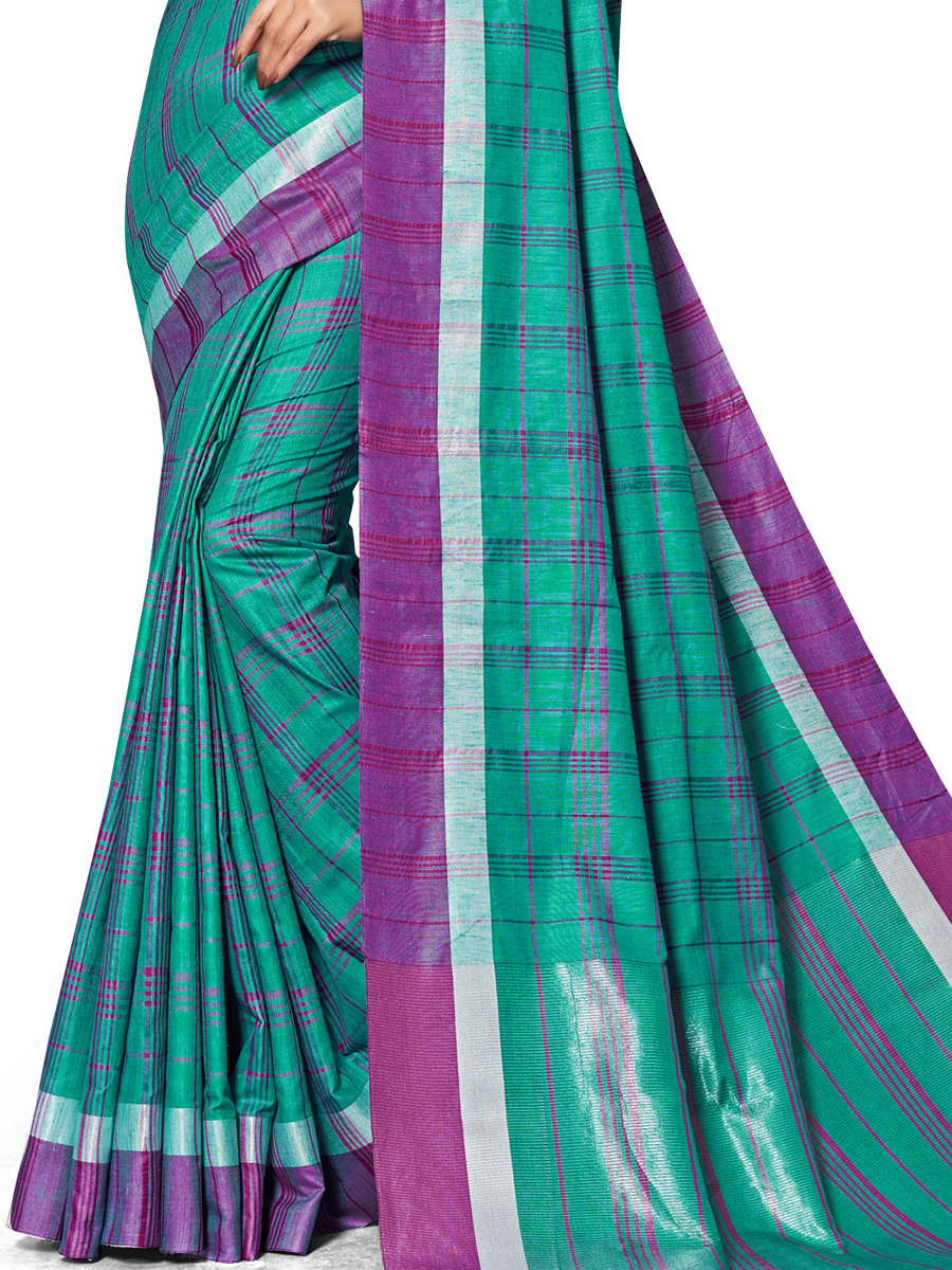 Pine Green Cotton Silk Printed Casual Saree
