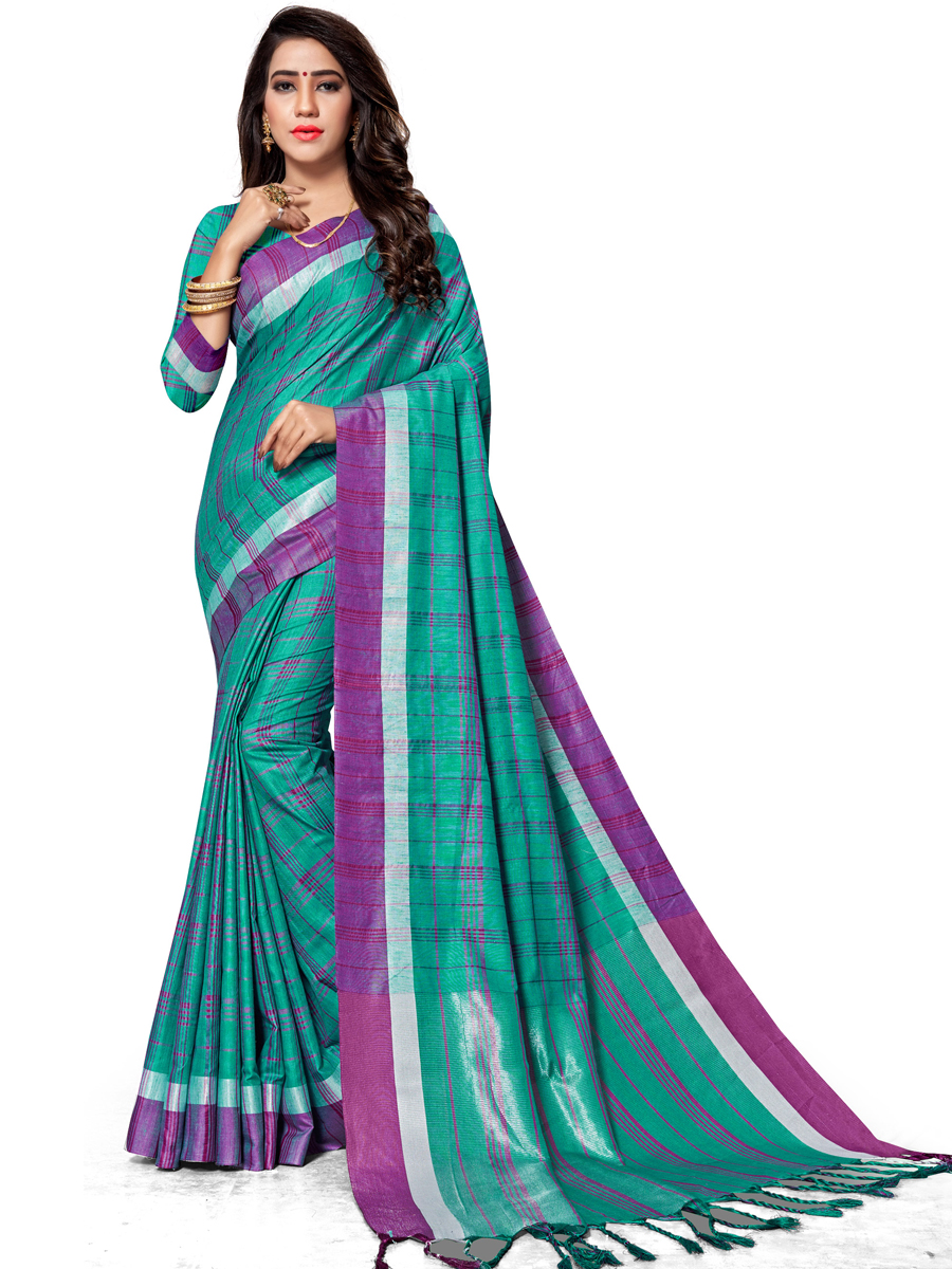 Pine Green Cotton Silk Printed Casual Saree