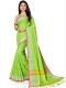 Lime Green Cotton Silk Printed Casual Saree