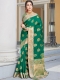 Pine Green Silk Handwoven Festival Saree
