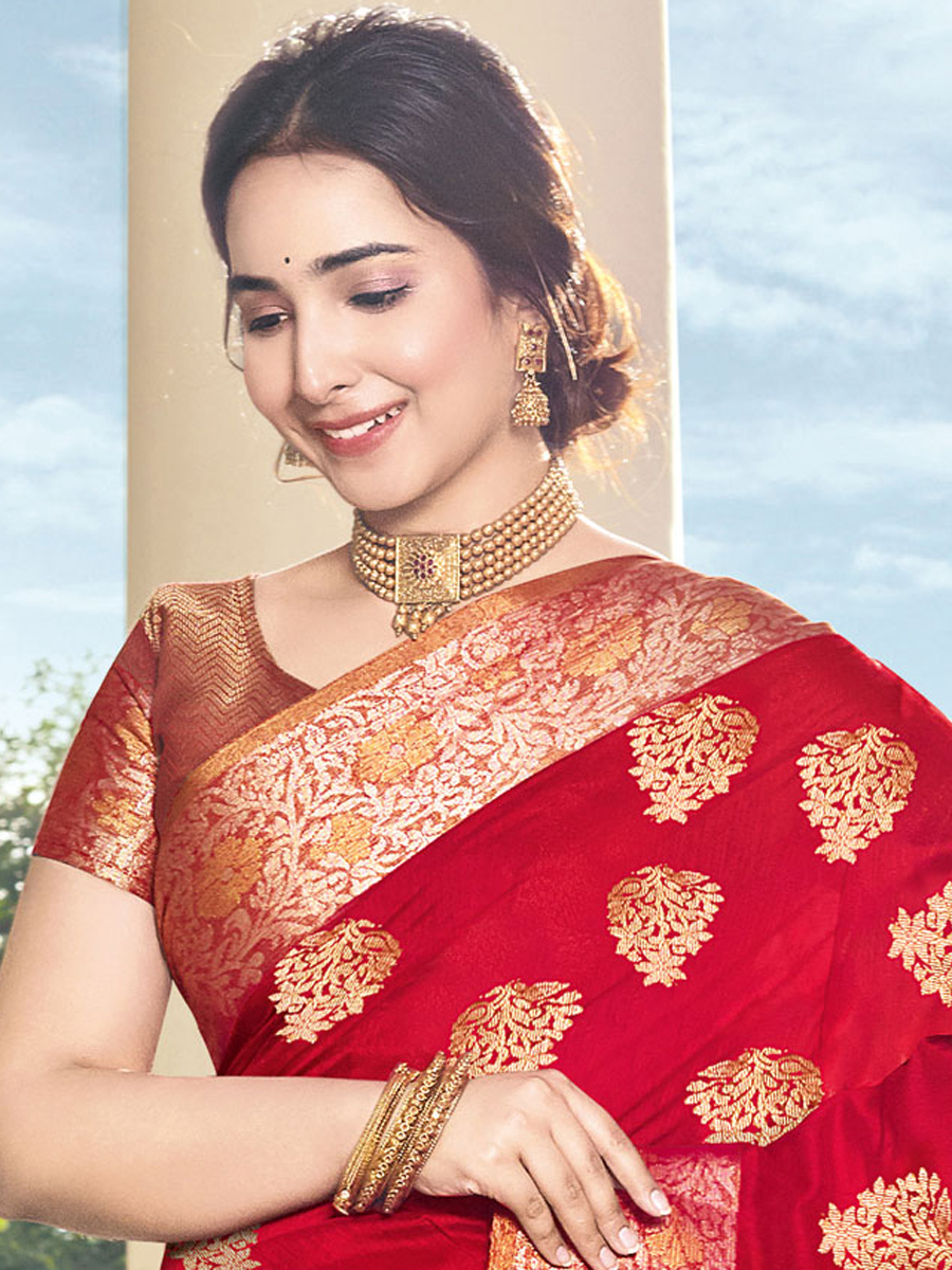 Rose Madder Red Silk Handwoven Festival Saree