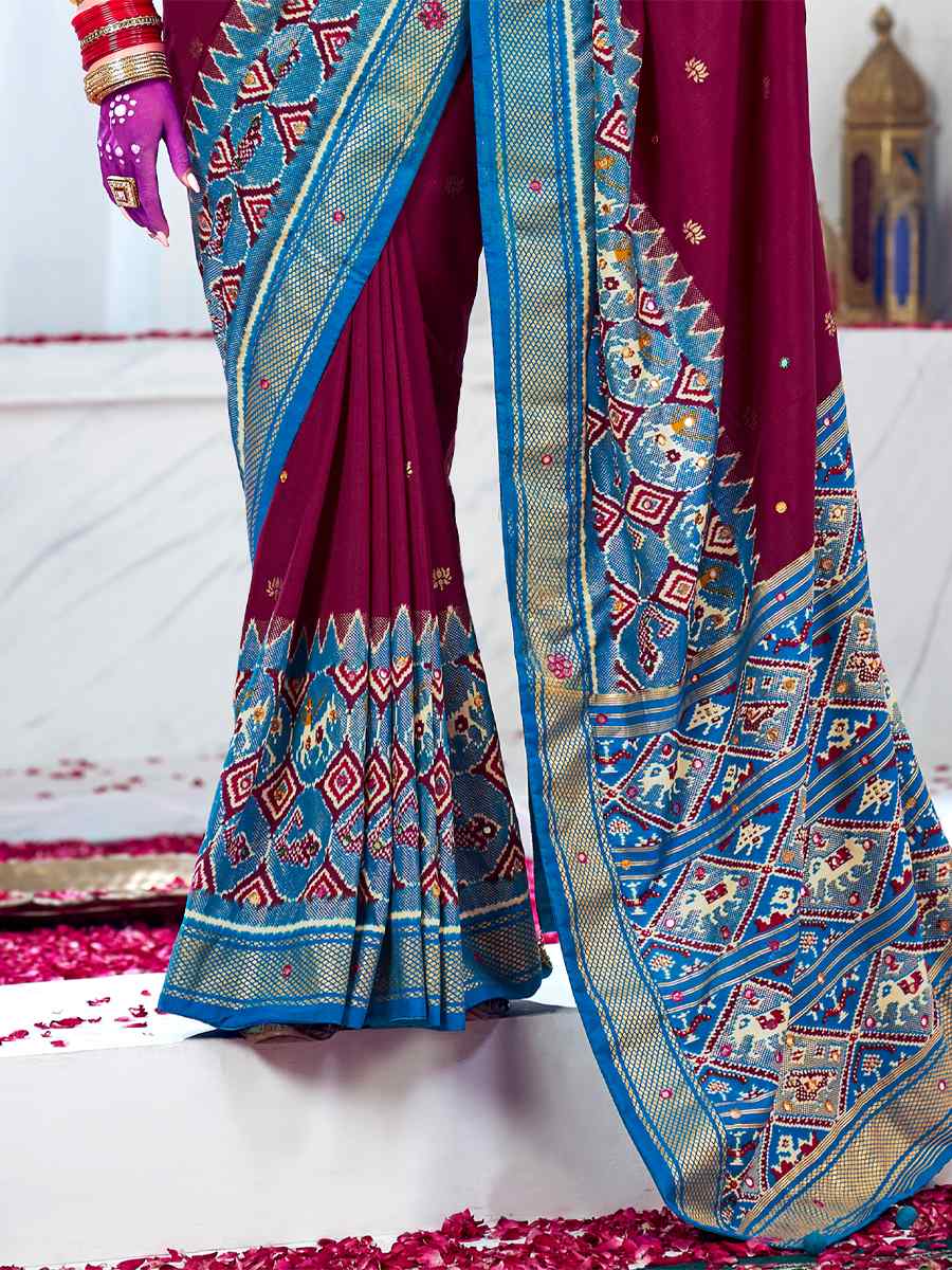 Purple Cotton Silk Handwoven Mehendi Festival Heavy Border Saree