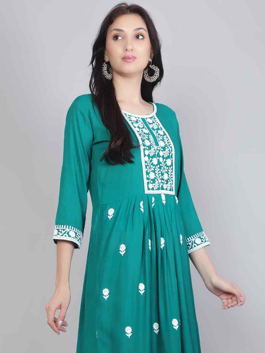 Rama Rayon Embroidered Festival Casual Kurti