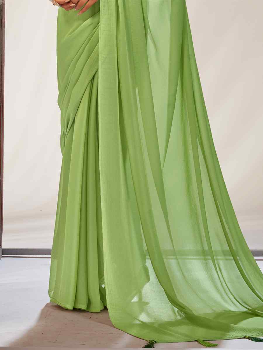 Pista Kiwi Crush Sequins Party Festival Classic Style Saree