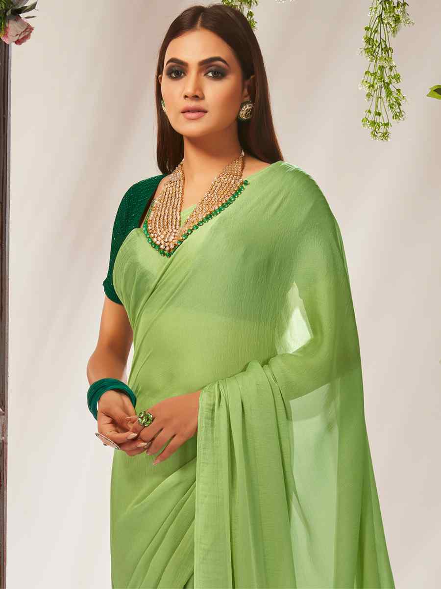 Pista Kiwi Crush Sequins Party Festival Classic Style Saree