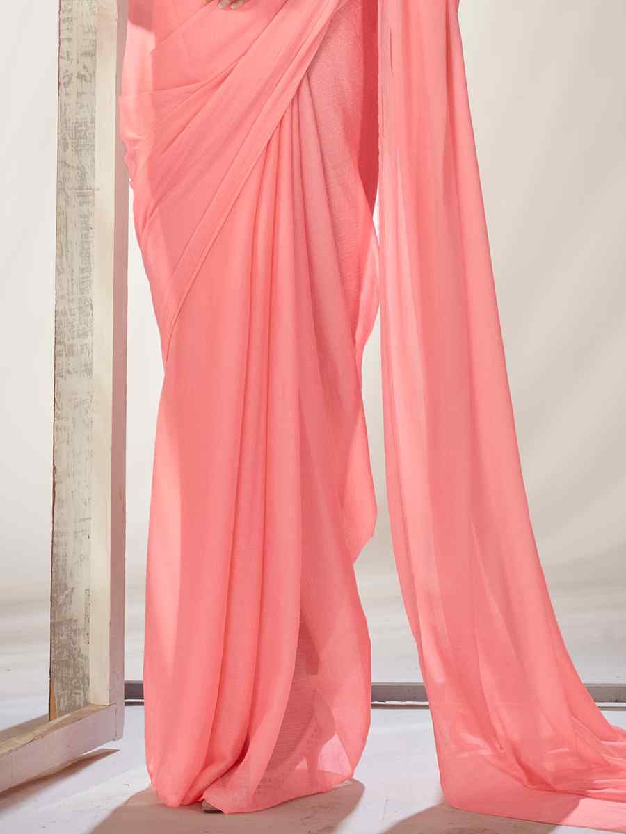 Pink Kiwi Crush Sequins Party Festival Classic Style Saree