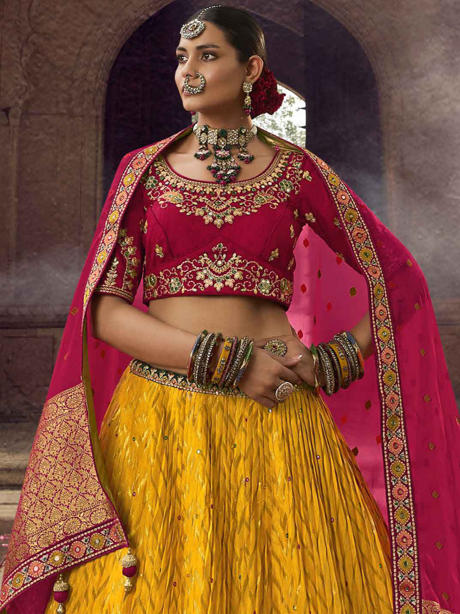 HSY| Chiffon Lehenga Adorned with Resham Work with a Silk Choli