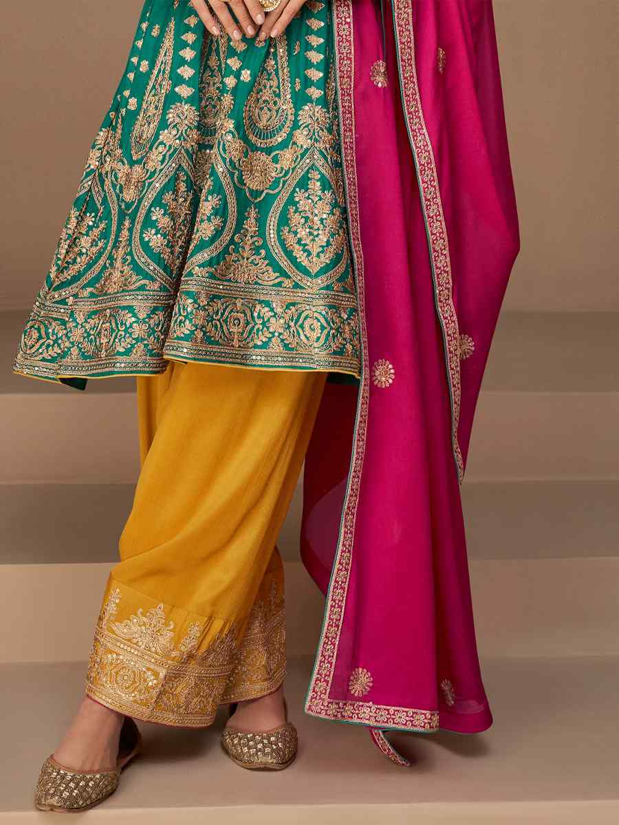 Turquoise Premium Georgette Embroidered Festival Wedding Patiala Salwar Kameez