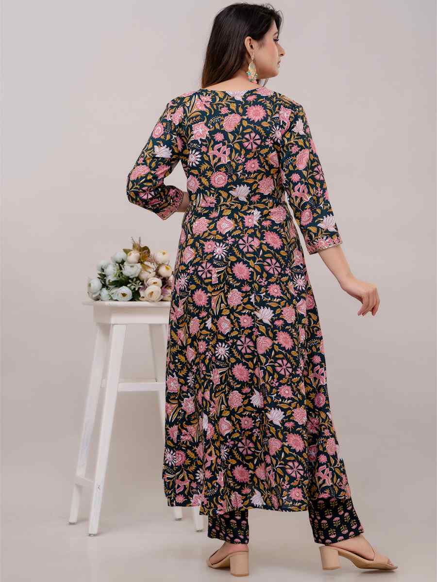 Multi Rayon Cotton Embroidered Festival Casual Ready Anarkali Salwar Kameez