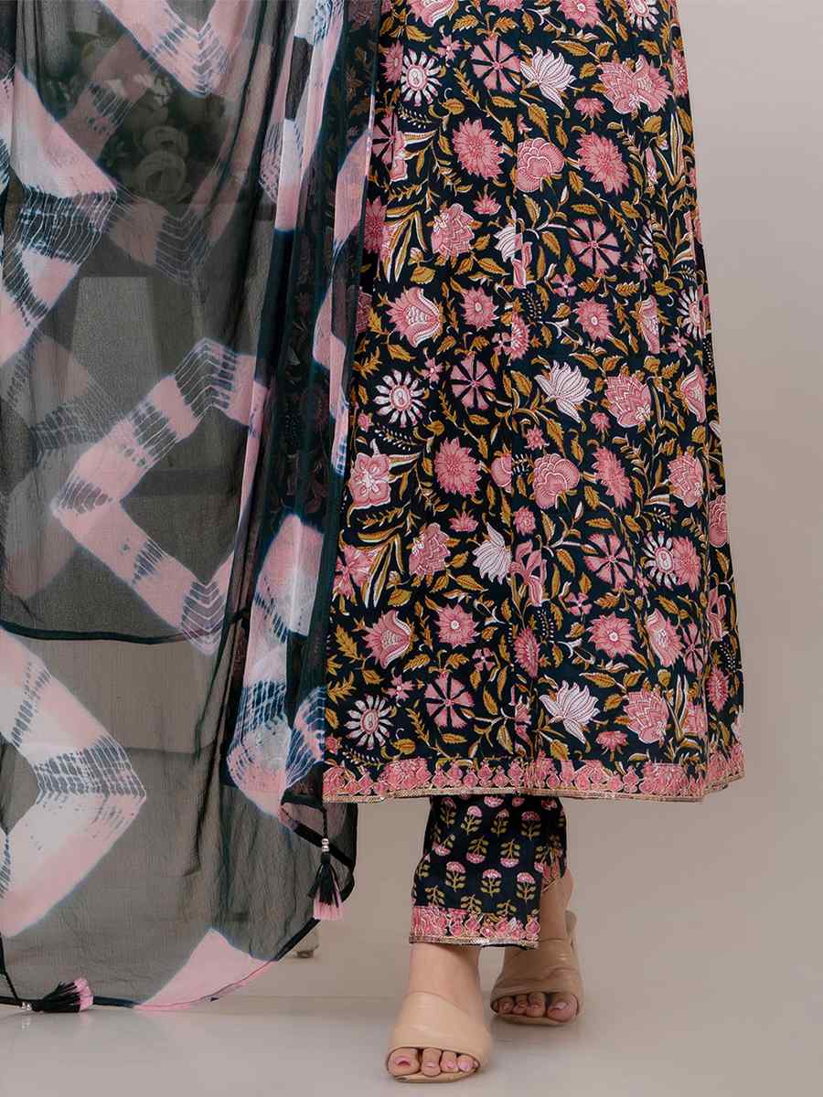 Multi Rayon Cotton Embroidered Festival Casual Ready Anarkali Salwar Kameez