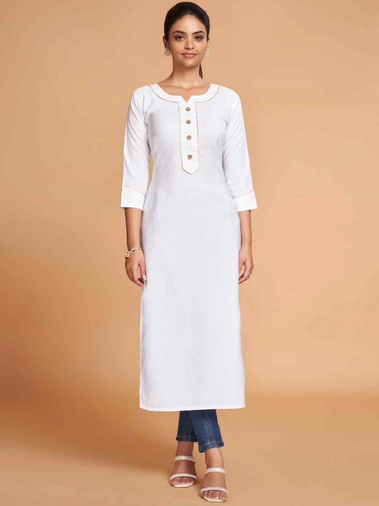 White Silk Handwoven Festival Casual Kurti