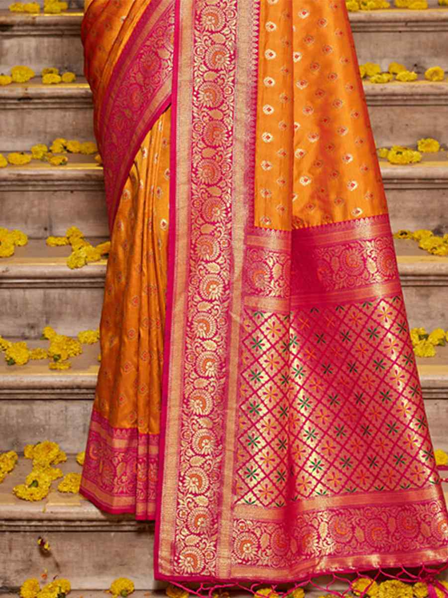 Yellow Banarasi Silk Handwoven Wedding Festival Heavy Border Saree