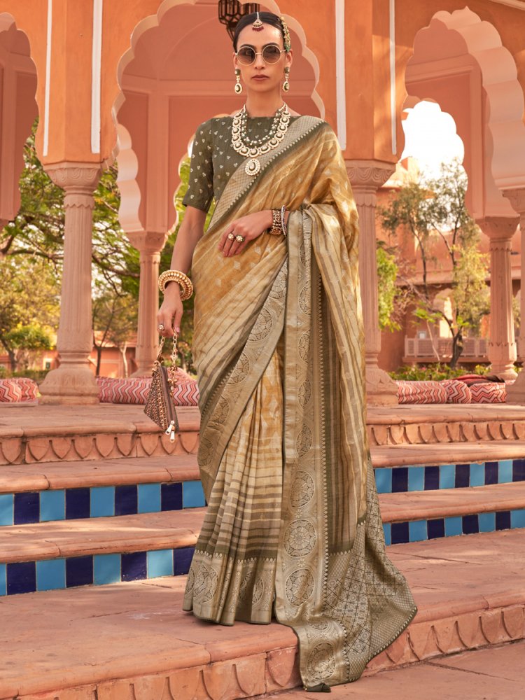 Multi Soft Kachhi Silk Handwoven Wedding Festival Heavy Border Saree