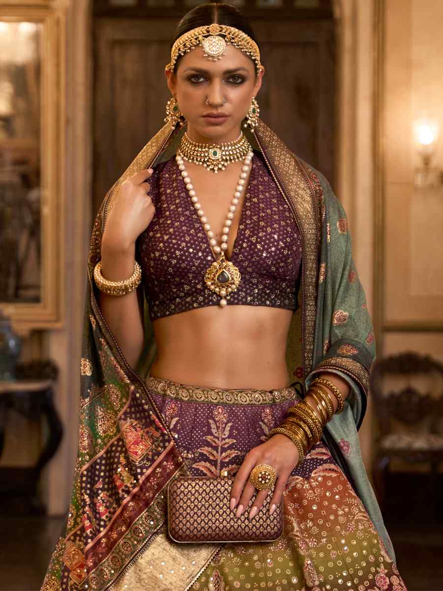 Multi Smooth Rajwadi Silk Embroidered Bridal Wedding Heavy Border Lehenga Choli
