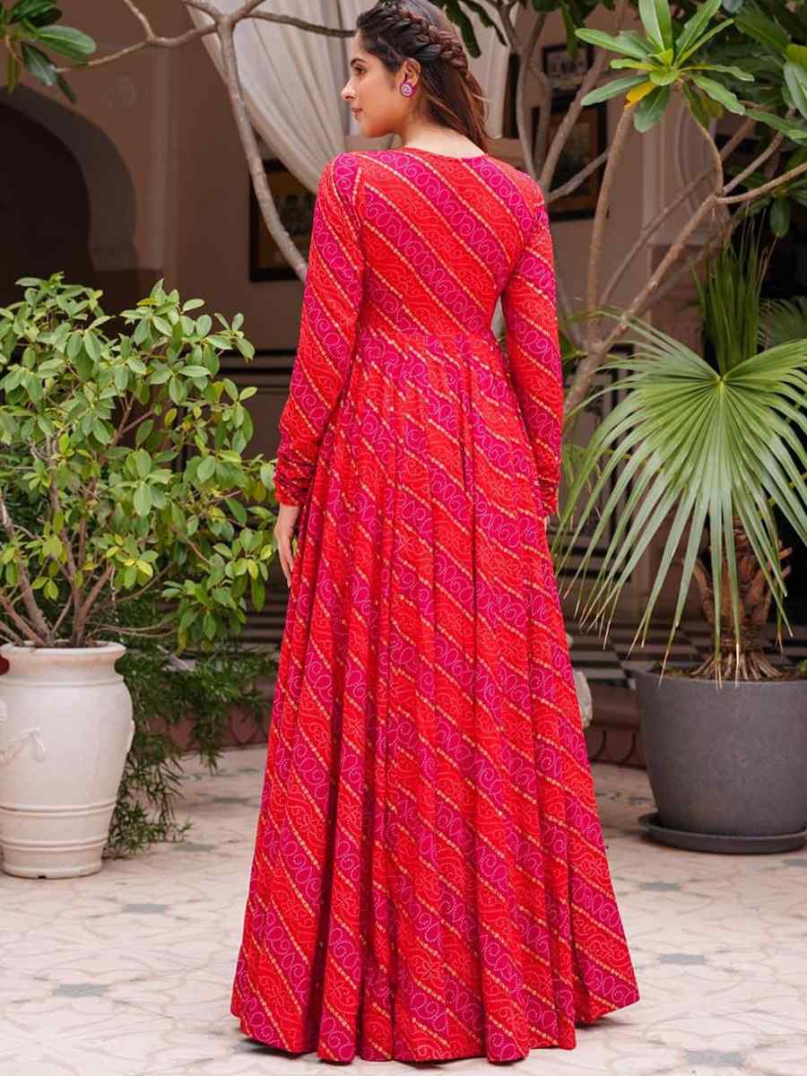 Cherry Pink Faux Georgette Printed Festival Casual Ready Palazzo Pant Salwar Kameez