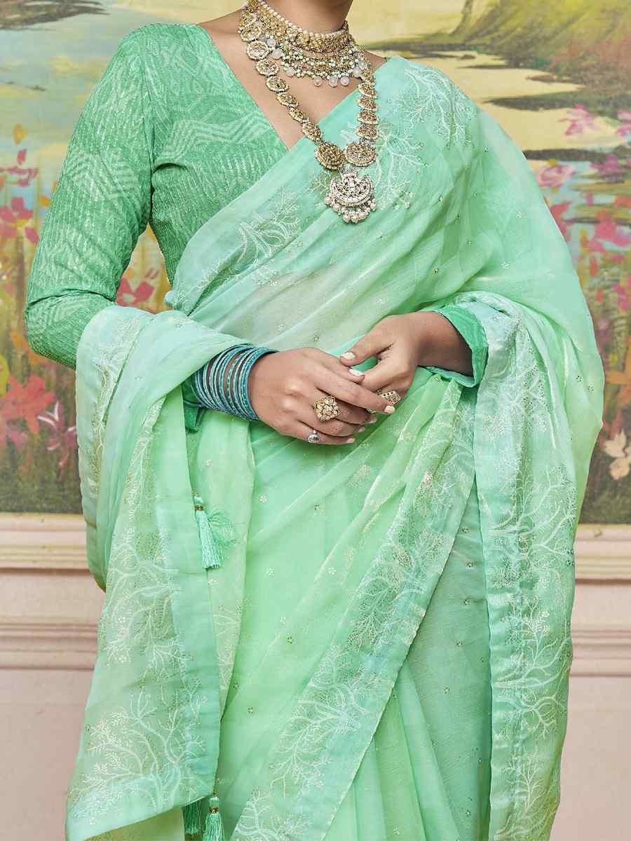 Multi Silk Printed Bridal Reception Festival Wedding Fancy Heavy Border Saree