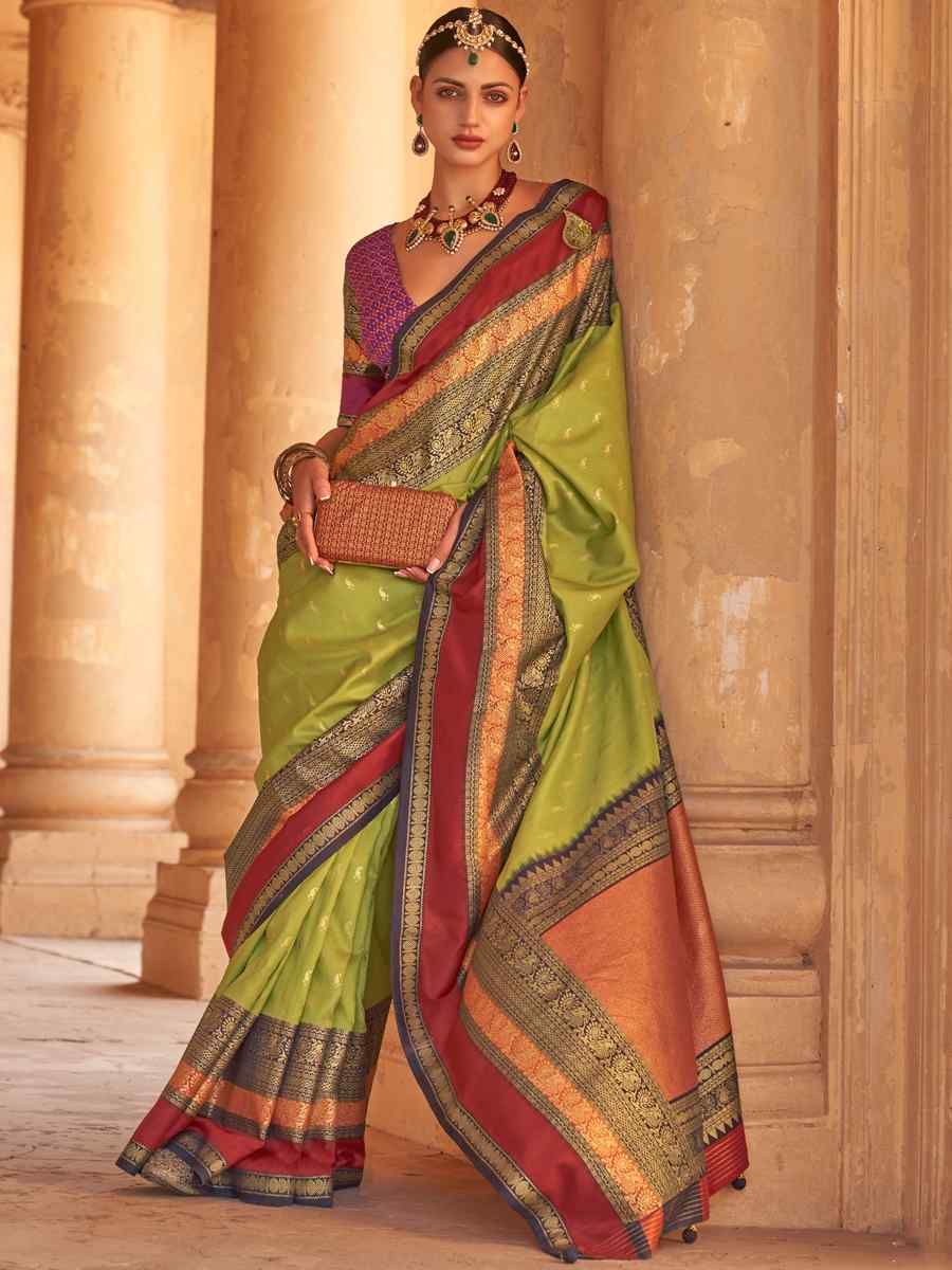 Alpine Green V B Silk Handwoven Casual Festival Classic Style Saree