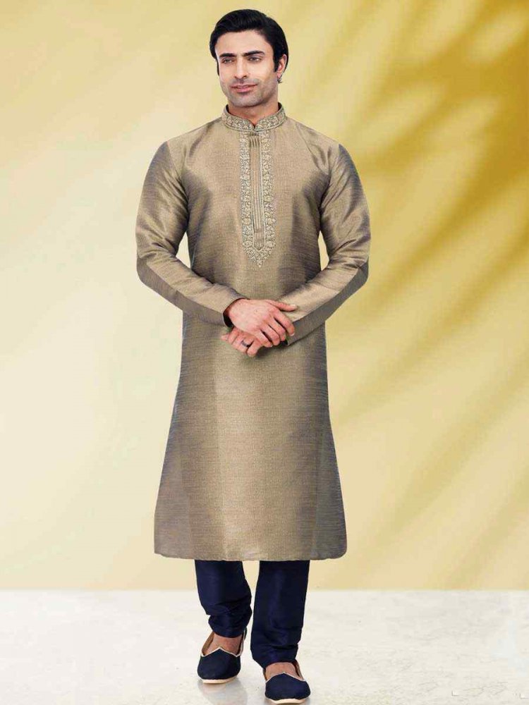 Antique Art Banarasi Silk Woven Festival Mehendi Kurta