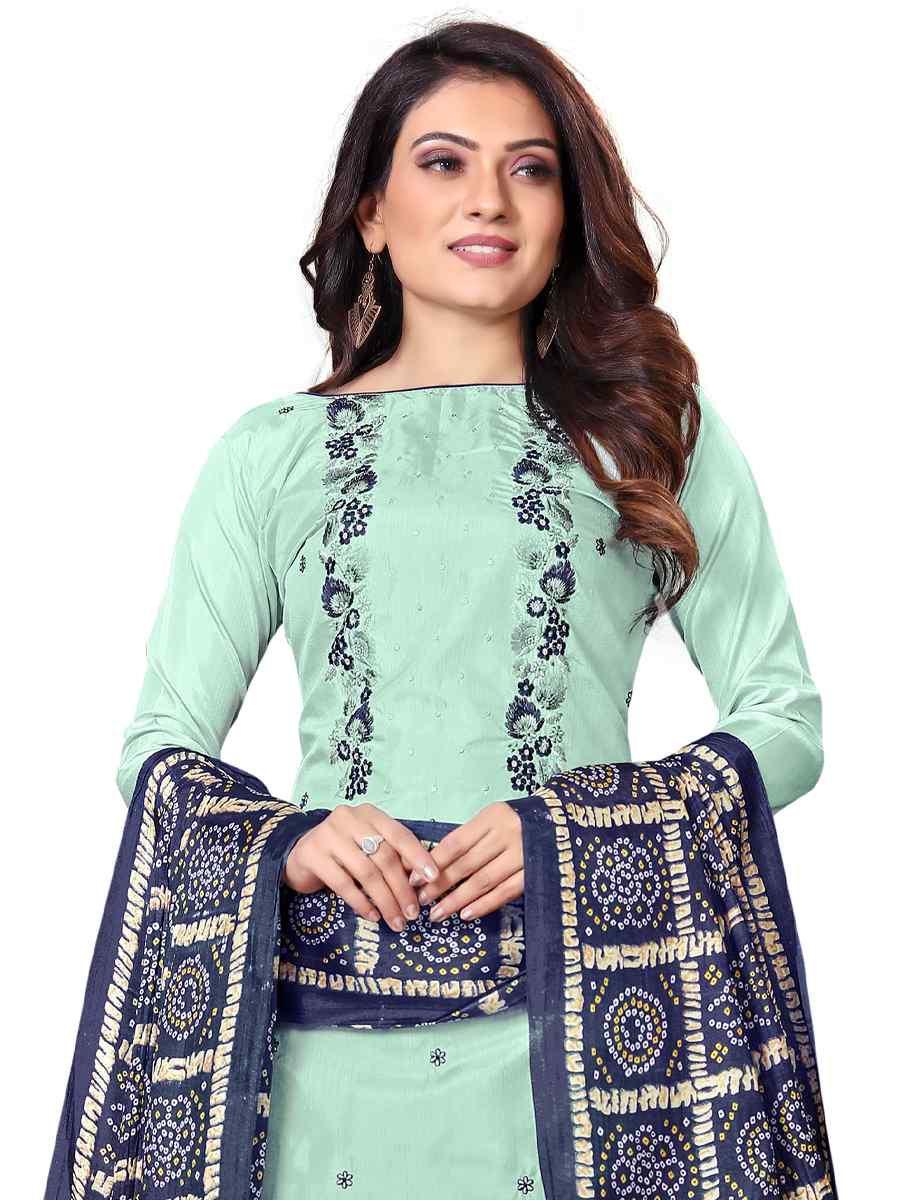 Aquamarine Parampara Silk Embroidered Party Festival Pant Salwar Kameez