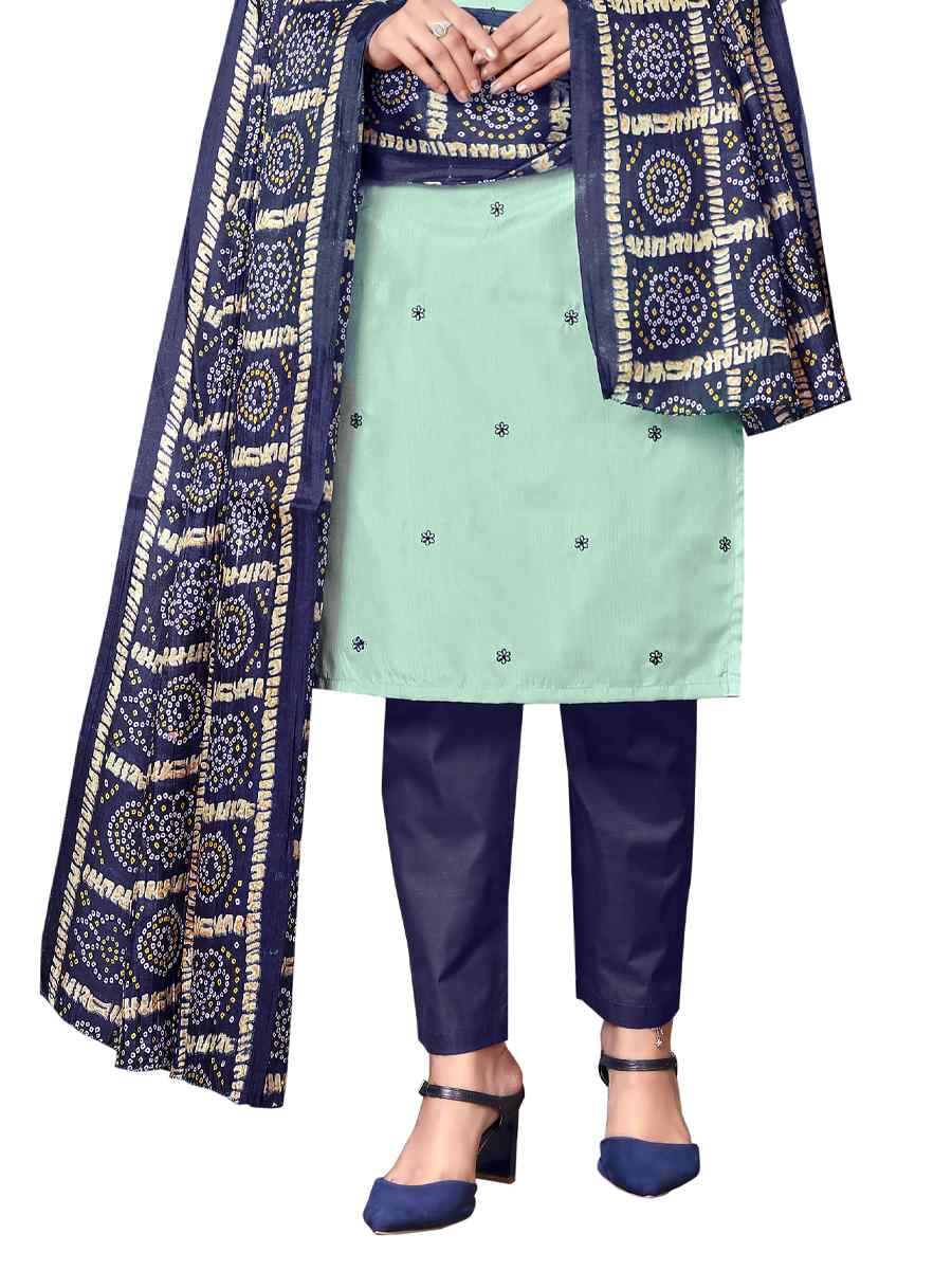 Aquamarine Parampara Silk Embroidered Party Festival Pant Salwar Kameez