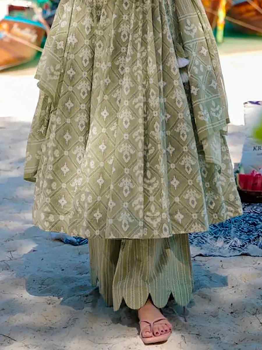 Baby Green Pure MaslinPrinted Casual Festival Anarkali Salwar Kameez