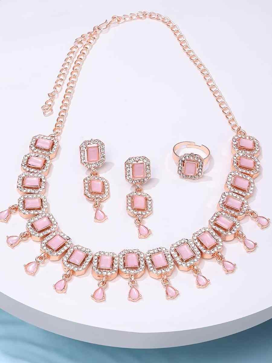 Baby Pink Alloy Metal Festival Wear Kundan Necklace
