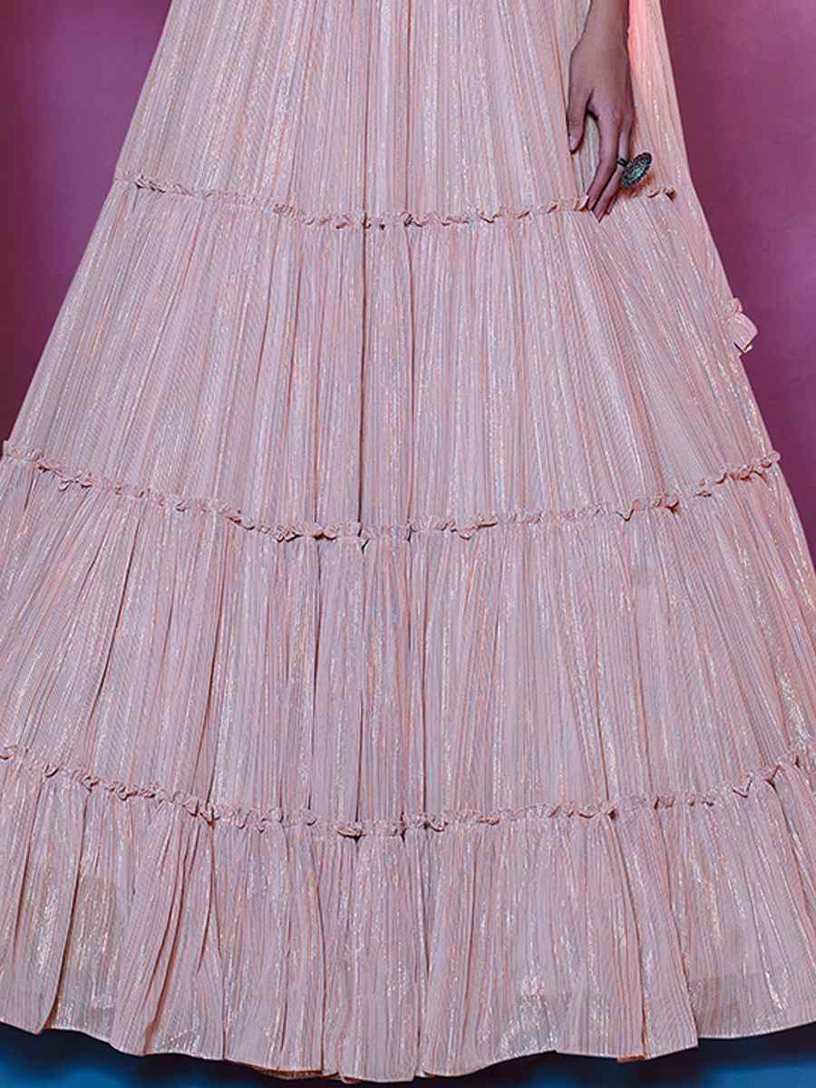 Baby Pink Art Silk Embroidered Party Wear Festival Circular Lehenga Choli
