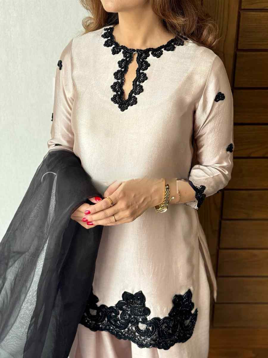 Baby Pink French Crepe Embroidered Festival Casual Ready Farsi Salwar Kameez