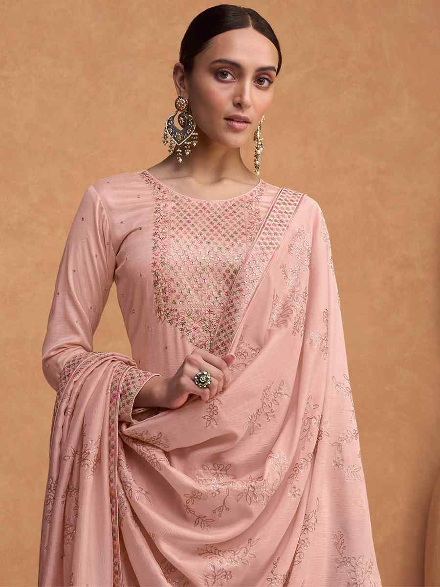 Baby Pink Heavy Premium Silk Embroidered Festival Party Pant Salwar Kameez
