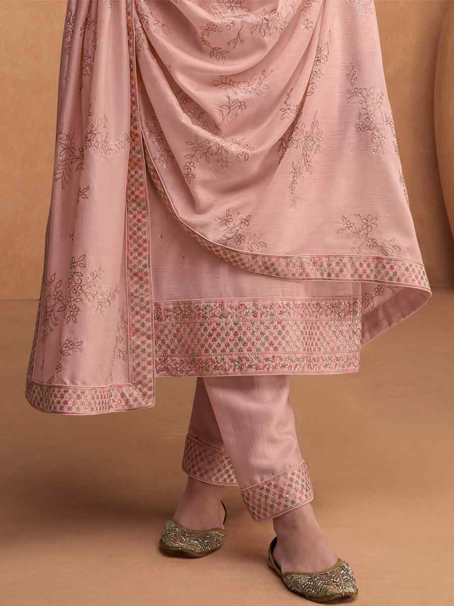 Baby Pink Heavy Premium Silk Embroidered Festival Party Pant Salwar Kameez