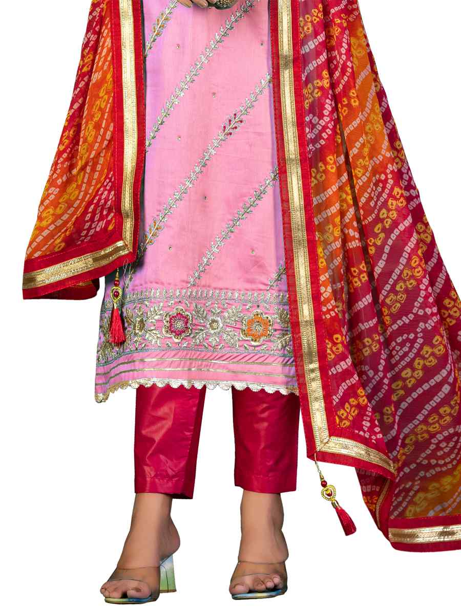 Baby Pink Premium Jam Cotton Handwoven Casual Festival Pant Salwar Kameez