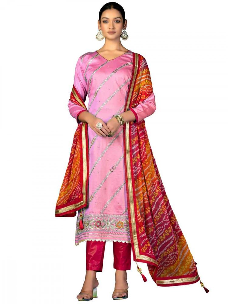 Baby Pink Premium Jam Cotton Handwoven Casual Festival Pant Salwar Kameez