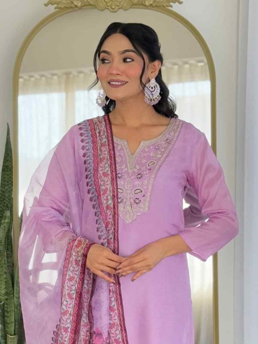 Baby Pink Rayon Embroidery Party Wedding Festival Casual Ready Pant Salwar Kameez