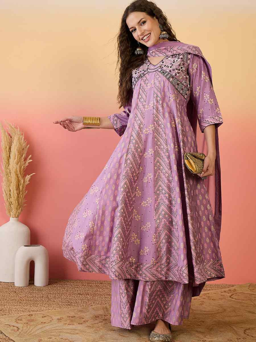 Baby Pink Roman Silk Embroidered Festival Casual Ready Palazzo Pant Salwar Kameez