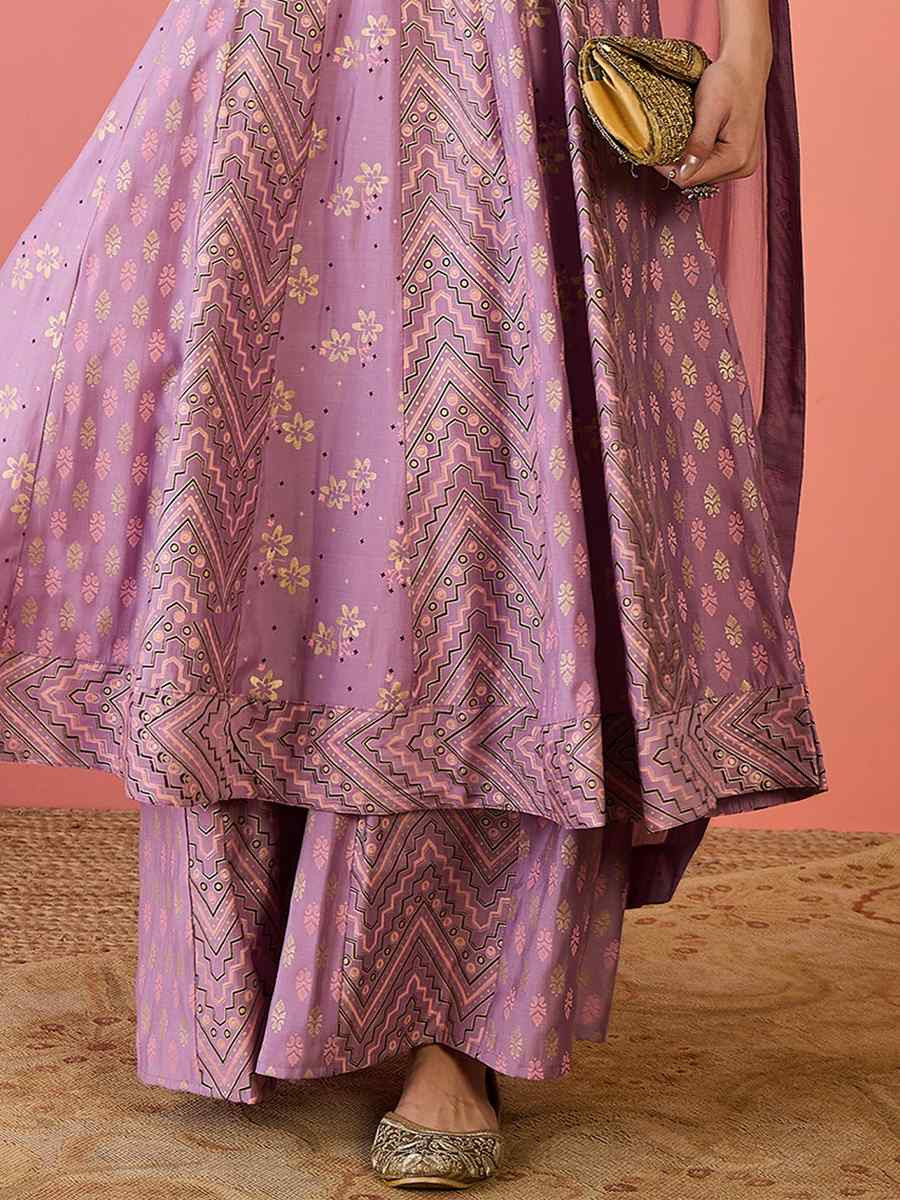 Baby Pink Roman Silk Embroidered Festival Casual Ready Palazzo Pant Salwar Kameez