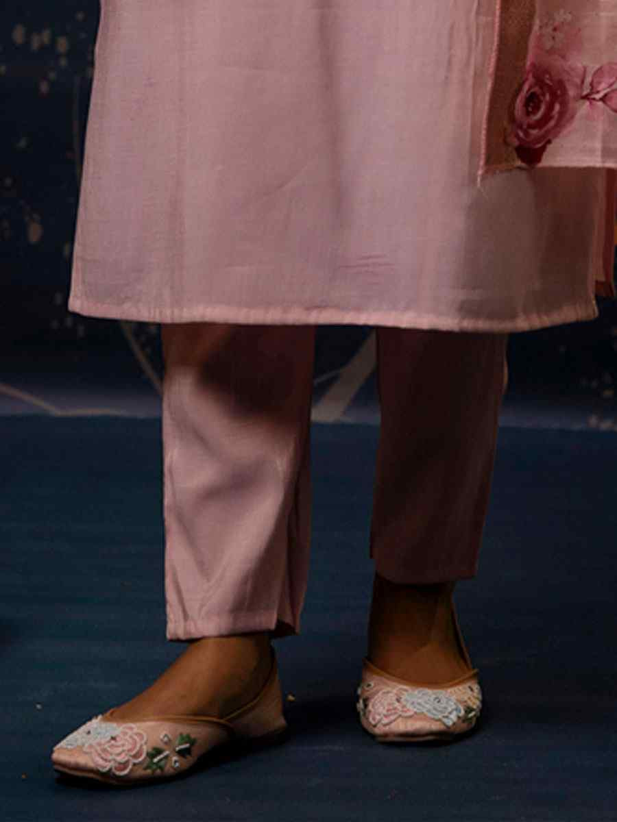 Baby Pink Simar Silk Embroidery Party Wedding Festival Casual Ready Pant Salwar Kameez