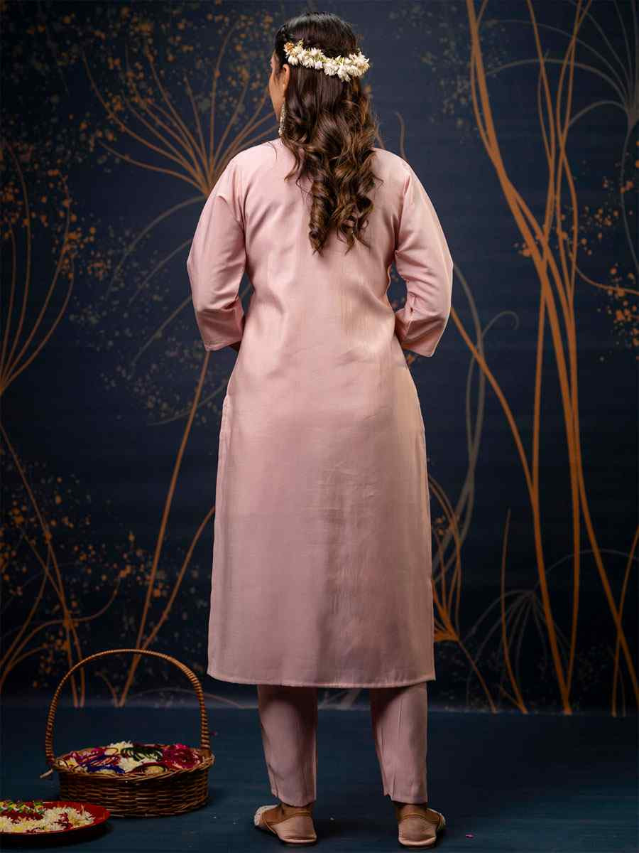 Baby Pink Simar Silk Embroidery Party Wedding Festival Casual Ready Pant Salwar Kameez