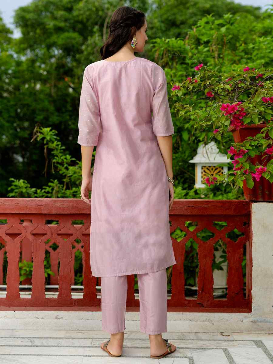Baby Pink Viscose Silk Handwoven Party Wedding Festival Casual Ready Pant Salwar Kameez