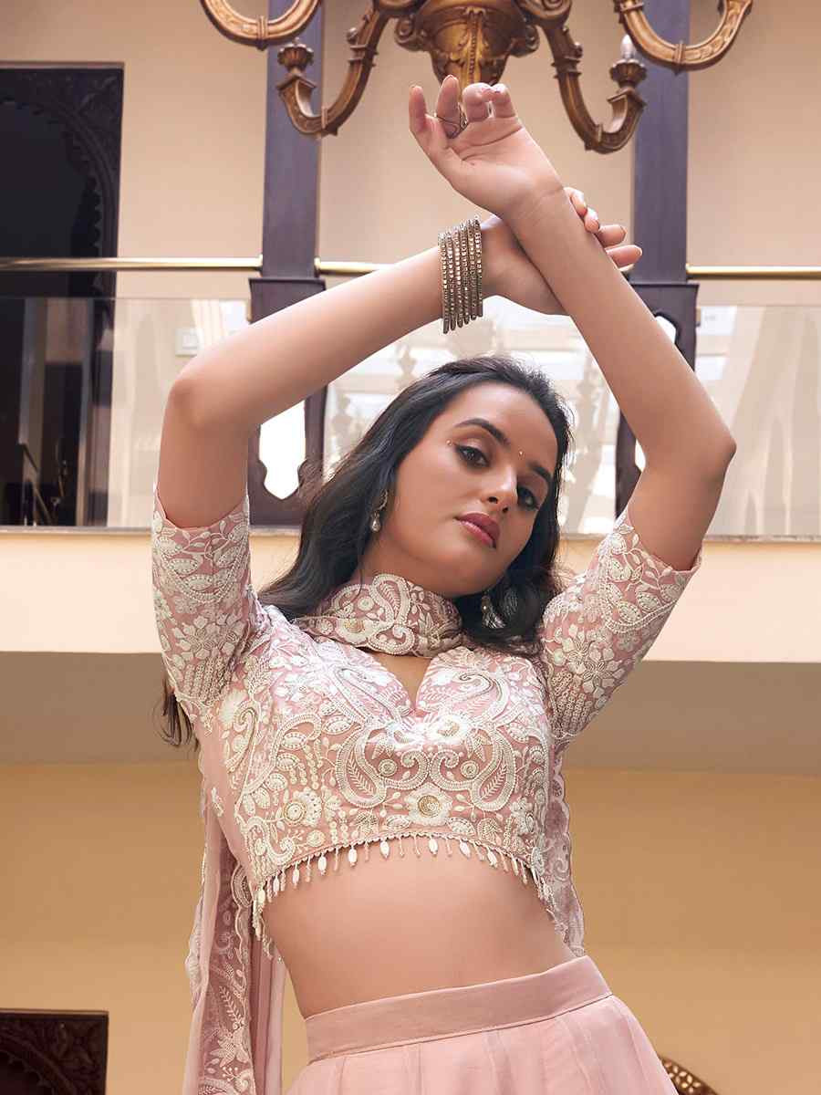 Baby Pink Weone Silk Embroidered Reception Wedding Heavy Border Lehenga Choli